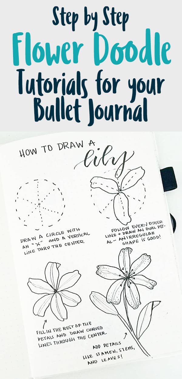 How to Draw Easy Flower Doodles for Bullet Journal Spreads