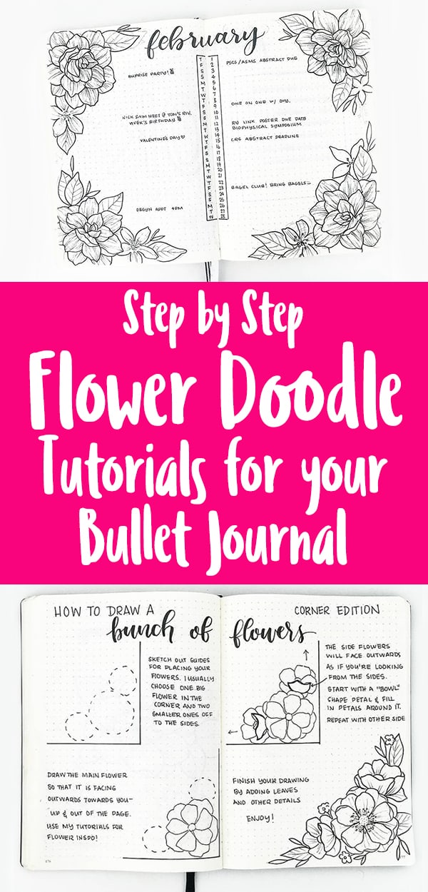 How to Draw Easy Flower Doodles for Bullet Journal Spreads